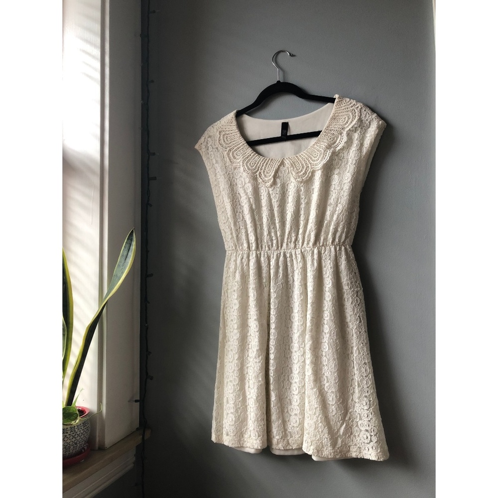 White Lace Collar Dress